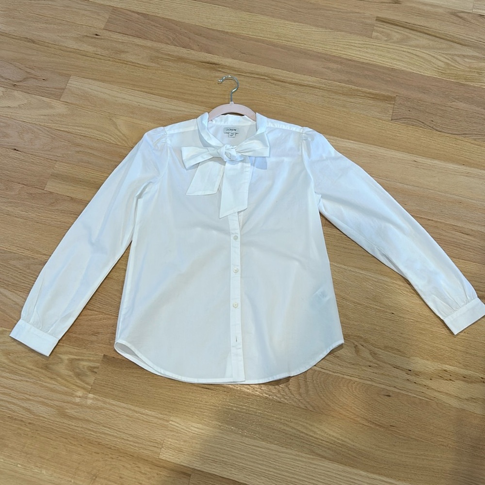 JCrew Factory - White Bow Tie Button Down Shirt Size XS